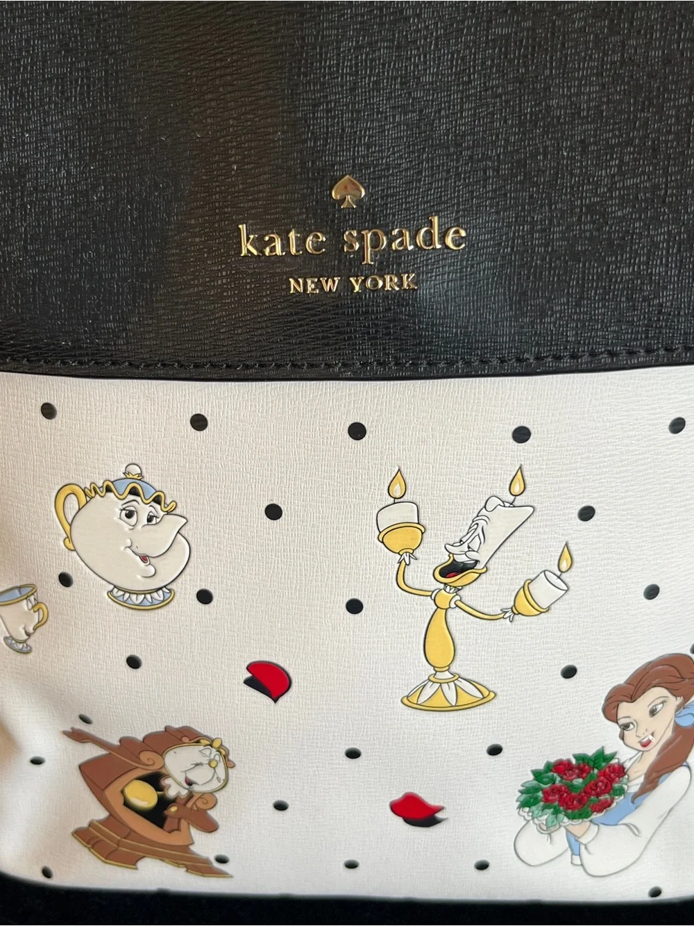 Kate Spade X Disney Beauty and the Beast Medium Leather Flap Backpack Bag